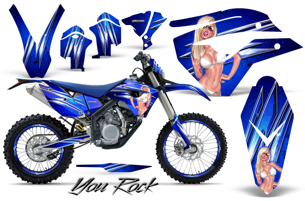 Husaberg FE570 Enduro 2010 Graphics Kit You Rock Blue NP Rims